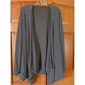 Black and White Striped Cardigan Reversible Size Large